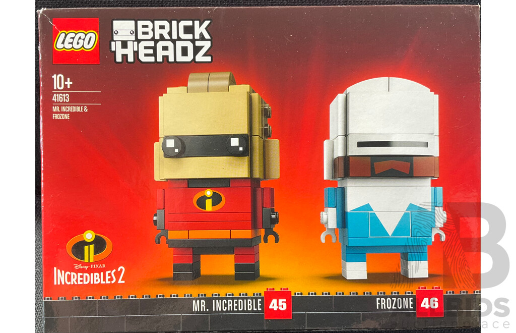 Lego Retired Brick Headz the Incredibles 2 Mr Incredible & Frozone Set 41613, Sealed in Box