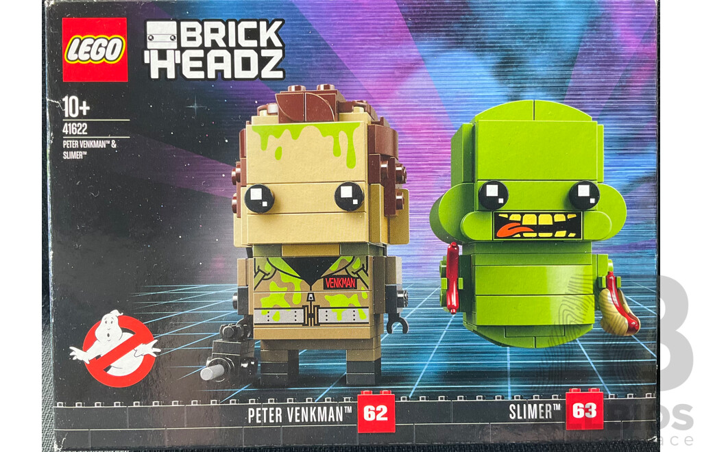 Lego Retired Brick Headz Ghostbusters Peter Venkman & Slimer Set 41622, Sealed in Box