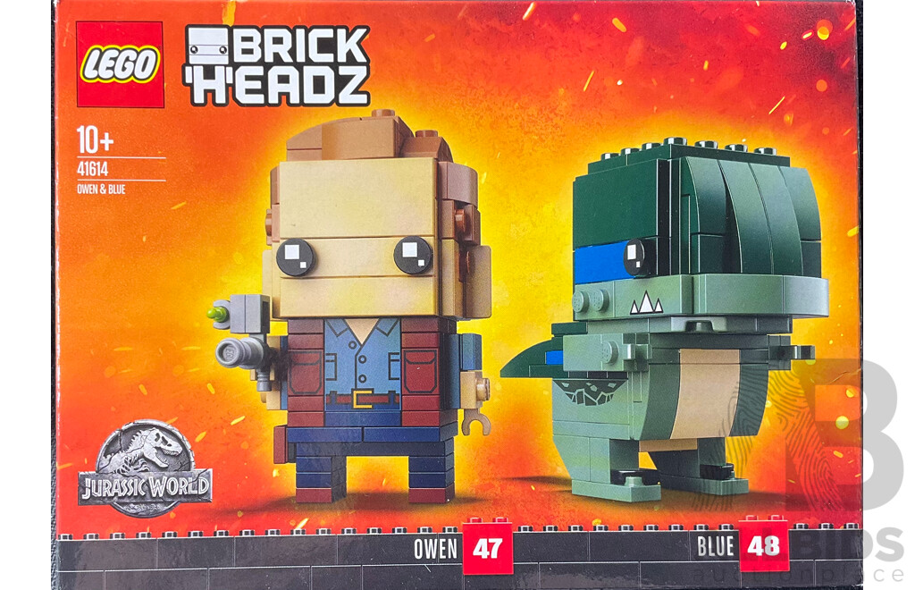 Lego Retired Brick Headz Jurassic World Owen & Blue Set 41614, Sealed in Box