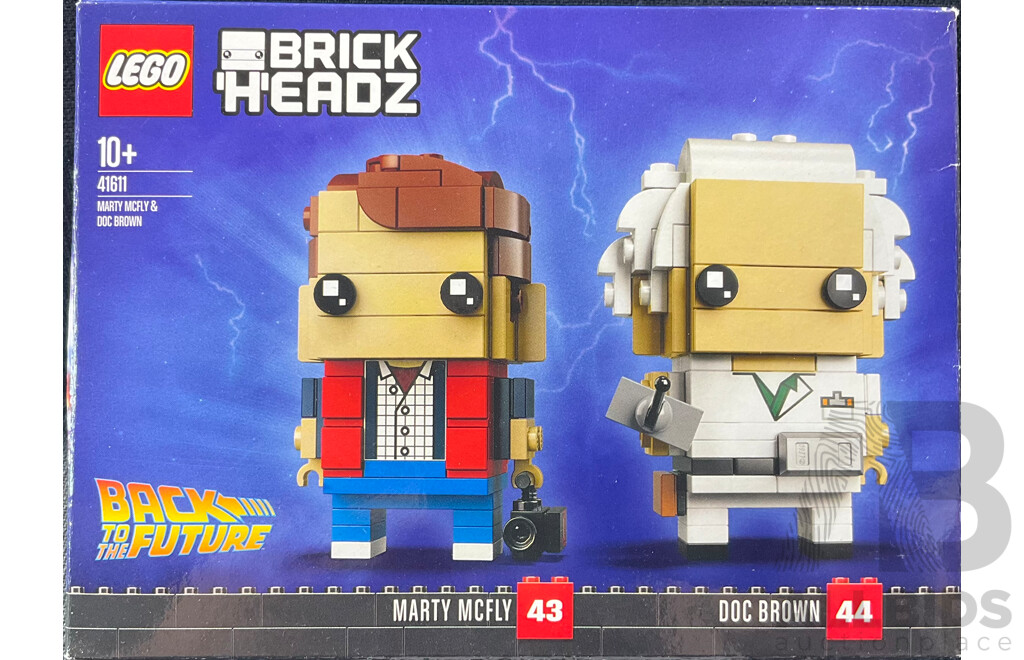 Lego Retired Brick Headz Back to the Future Marty Mcfly & Doc Brown Set 41611, Sealed in Box
