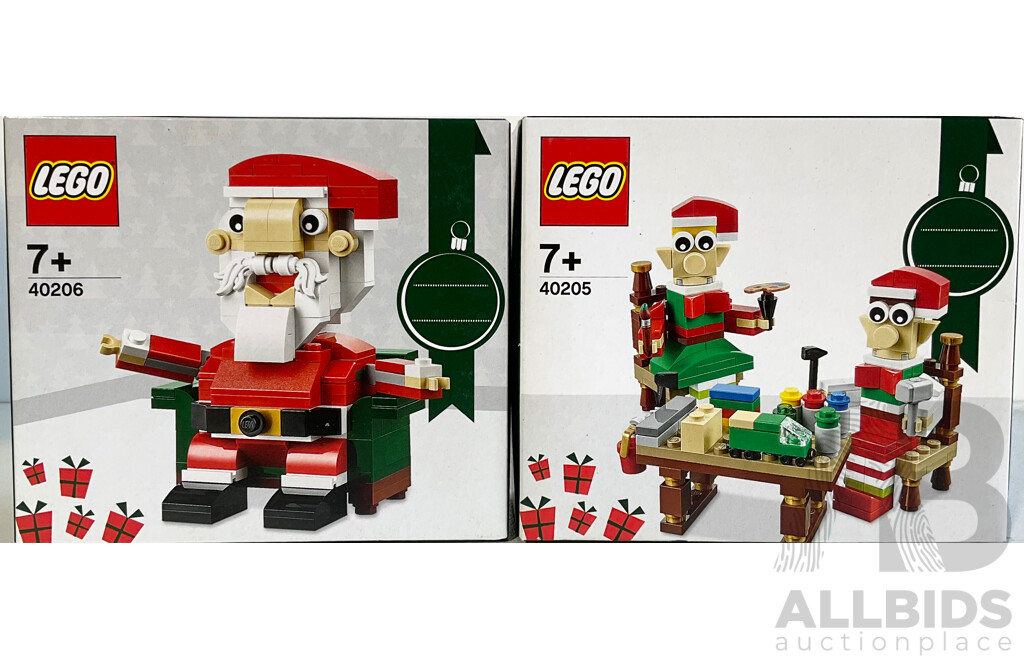 Two Lego Retired Christmas Sets, 40206 & 40205, Sealed in Box