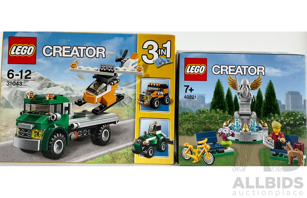 Two Lego Retired Creator Sets, 40221 & 31043, Sealed in Box