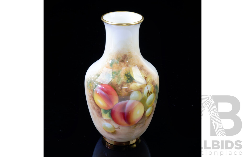 Frank Roberts Hand Painted Fruit Royal Worcester Vase with Peaches and Grapes, 2491