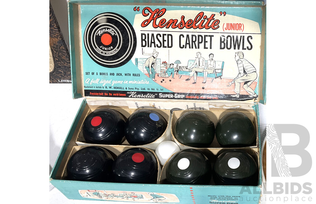 Vintage Henselite Carpet Bowls