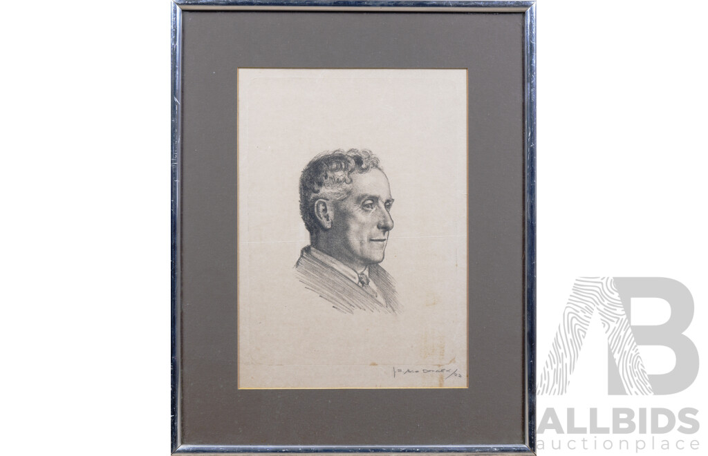 J. S. McDonald, Portrait of Dr. Chrichton Raoul Merrillees 1922, Lithograph