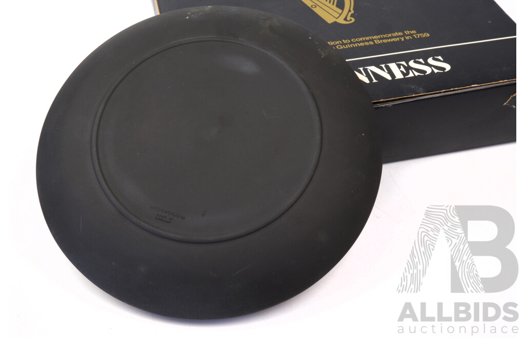 Wedgwood Guinness 225th Anniversary Black Jasperware Plate C1984
