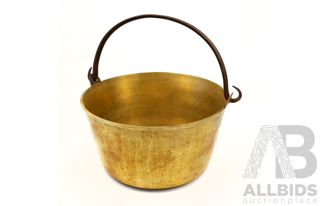 Antique Brass Jam Pan with Hand Forged Iron Handle
