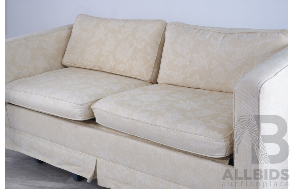 Vintage Sofa Bed with Cream Patterned Upholstery
