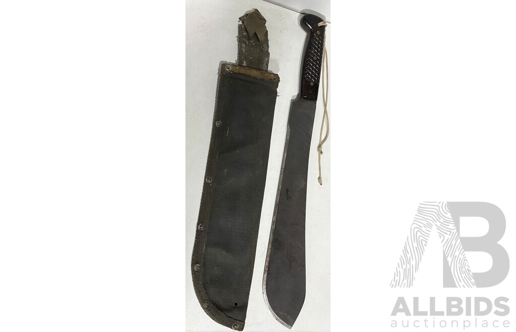 Ex Military Machette with Wooden Handle in Canvas Sheath
