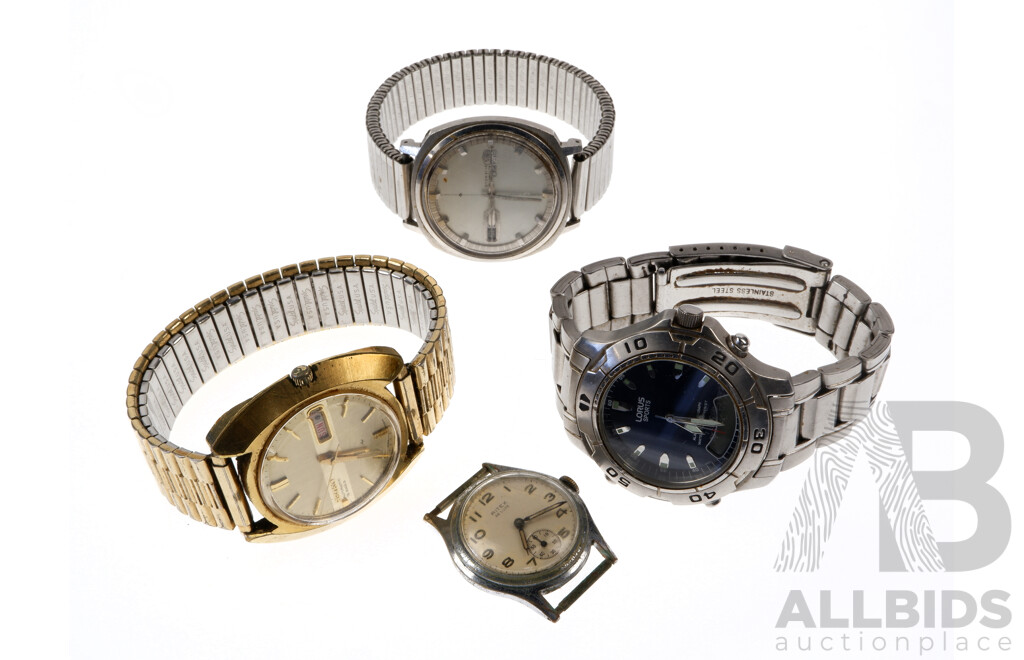 Collection of Vintage Watches Including Seiko, Lorus and Ritex De Luxe