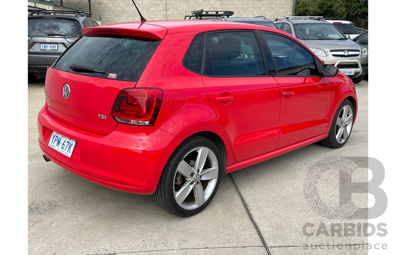 3/2011 Volkswagen Polo 77 TSI Comfortline 6R MY11 5d Hatchback Red 1.2L