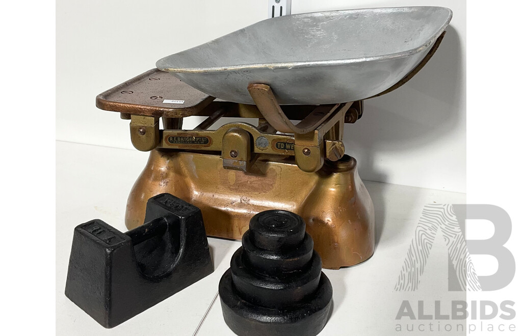 Vintage Ajax Balance Scale with Weights