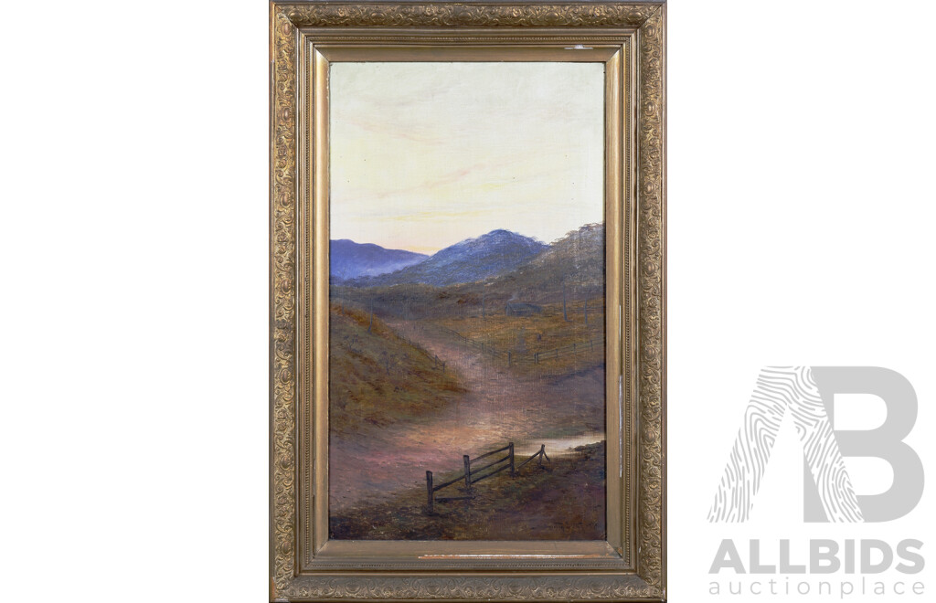 James Swinton Diston(1857-1940) Two Works, Australian River Gorge & Road to a Farm 1896, Oil on Canvas (2)
