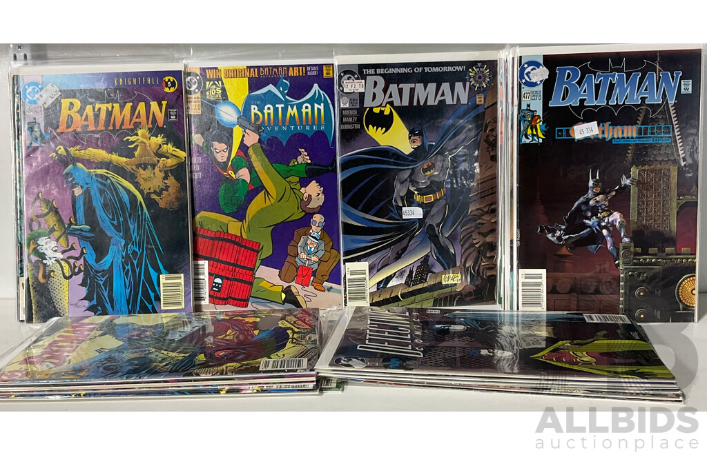 Quantity of Approximately Forty Five DC Batman Comic Books - Each in Protective Sleeve