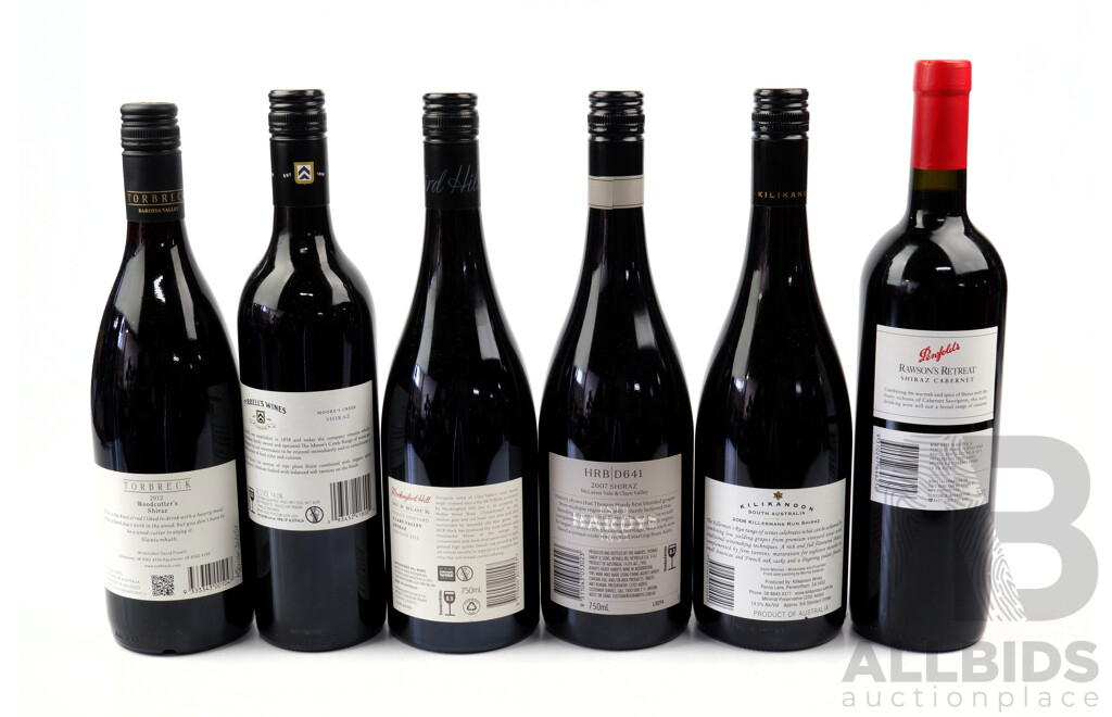 Collection of 6 Australian Shiraz 750ml Bottles