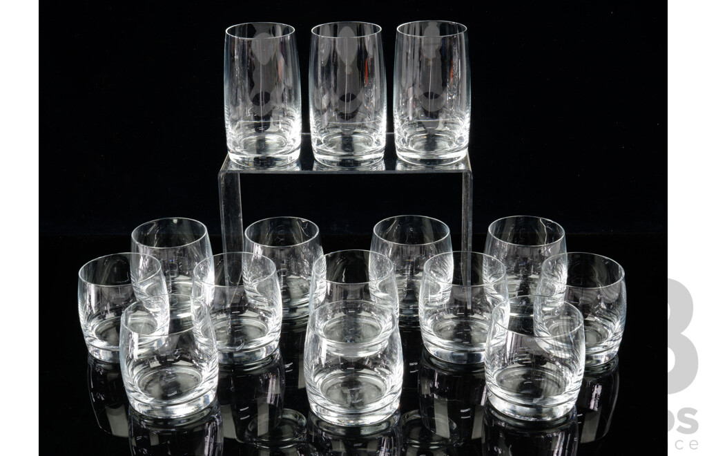 Set 12 Bohemia Tumblers Along with Three Taller Examples