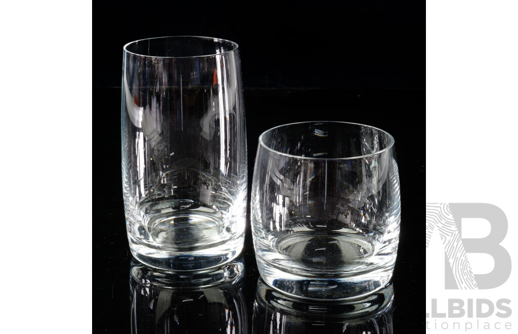Set 12 Bohemia Tumblers Along with Three Taller Examples