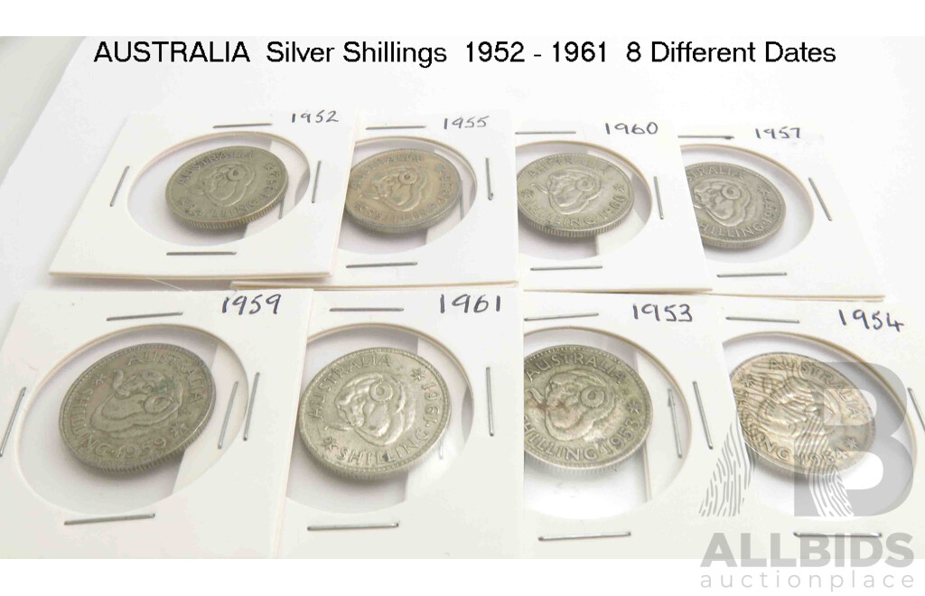 AUSTRALIA: Silver Shillings Geo VI and QE II