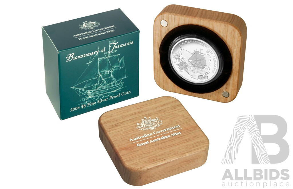 AUSTRALIA $5 2004 - 99.9% PURE Silver PROOF Issue