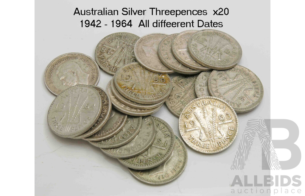 AUSTRALIA: Silver Threepences 1942-1964