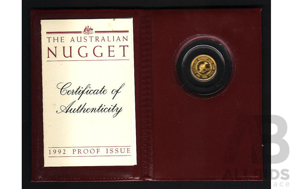 9999 PURE GOLD PROOF $5 Kangaroo Nugget Coin