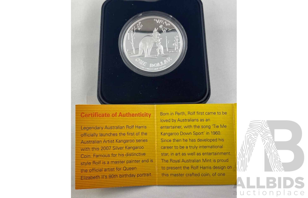 2007 PROOF SILVER $1 One Ounce Kangaroo Coin