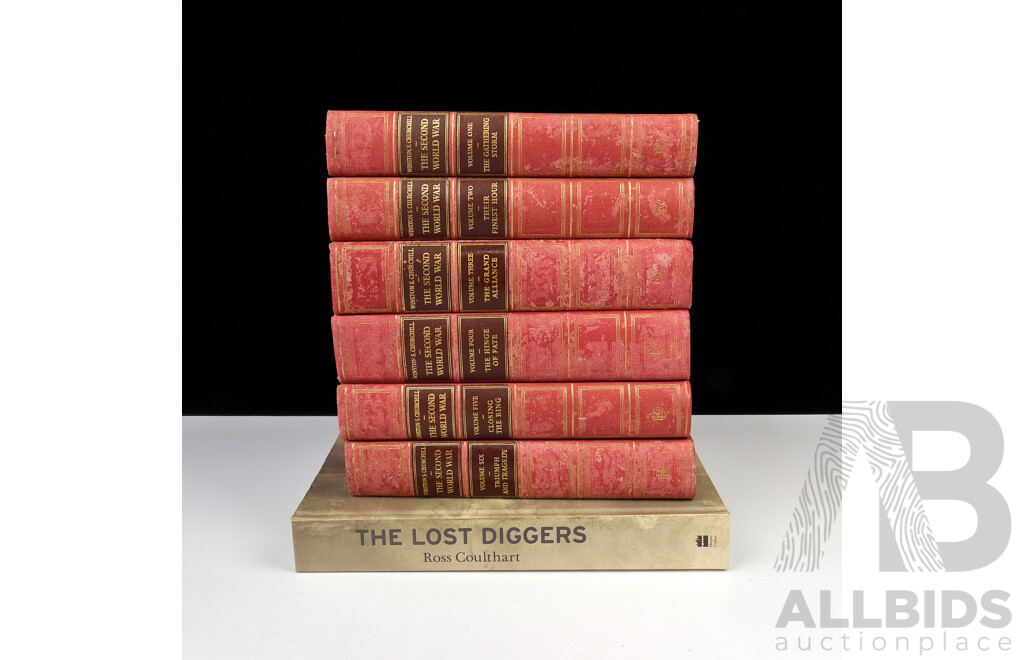 Set Volumes I to VI, Winston S Churchill, the Second World War, Chartwell Editions, Cloth Bound Hardcovers, Along with the Lost Diggers by Coulthard