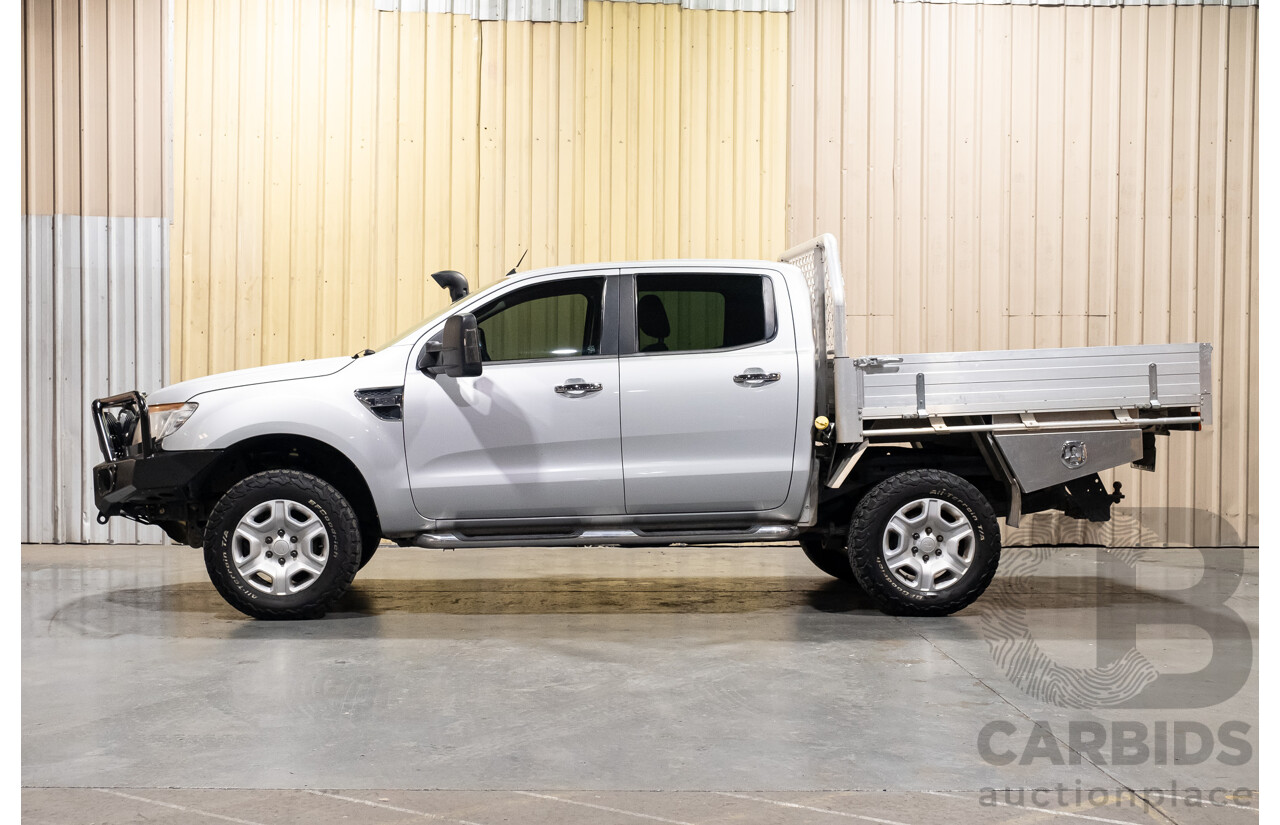 12/2014 Ford Ranger XLT 3.2 (4x4) PX MY15 Dual Cab Trayback Utility Silver Turbo Diesel 3.2L