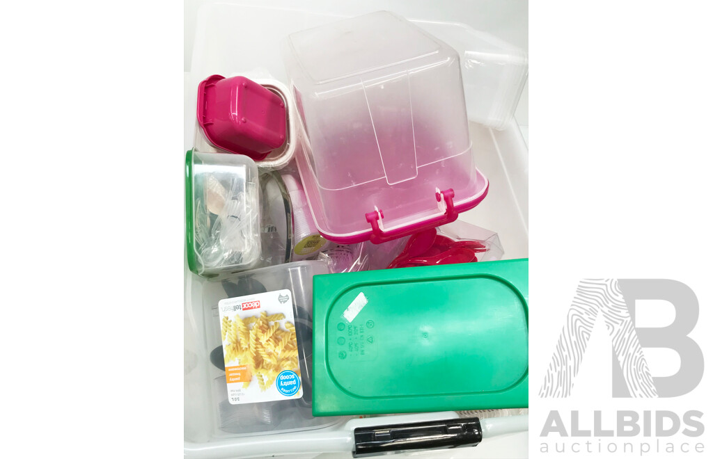 Assorted Lot of Disposable and Plastic Food Containers and Utensils