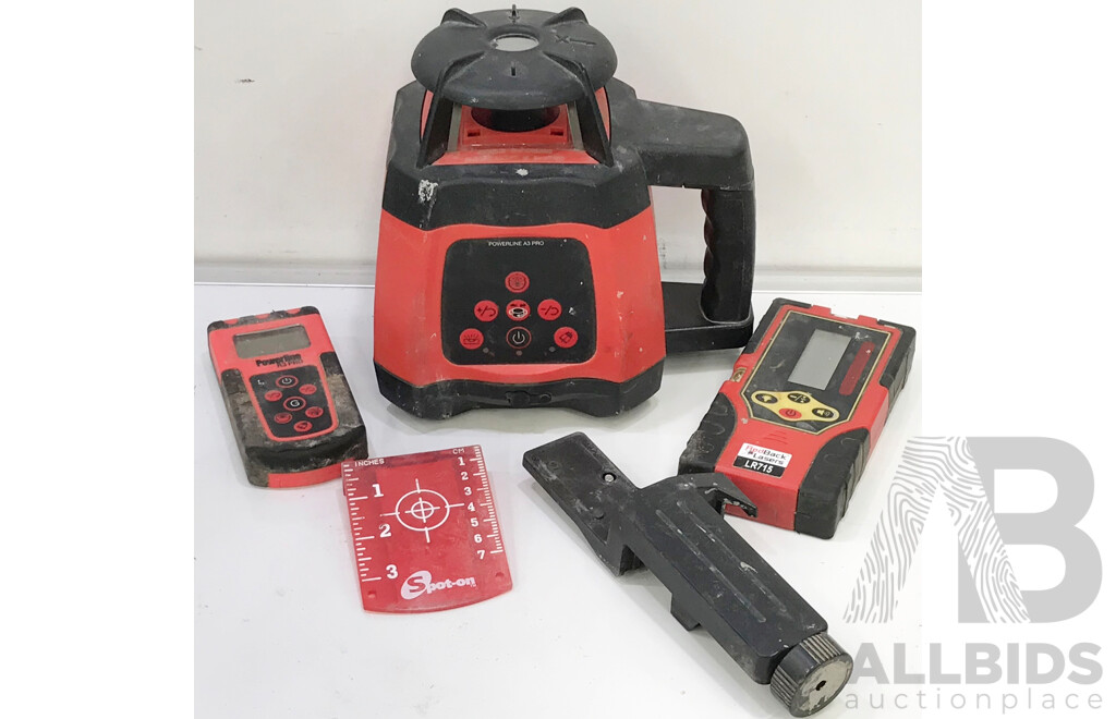 Powerline A3 Pro Red Beam Rotary Laser Level Kit