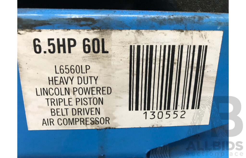 Lincoln L6560LP 60L Triple Piston Twin Belt Driven Petrol Air Compressor
