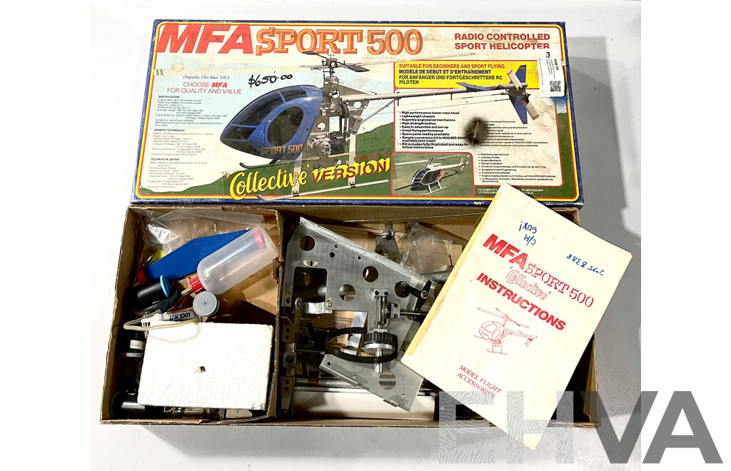 Vintage MFA Sport 500 Remote Controlled Helicopter for Repair or Restoration