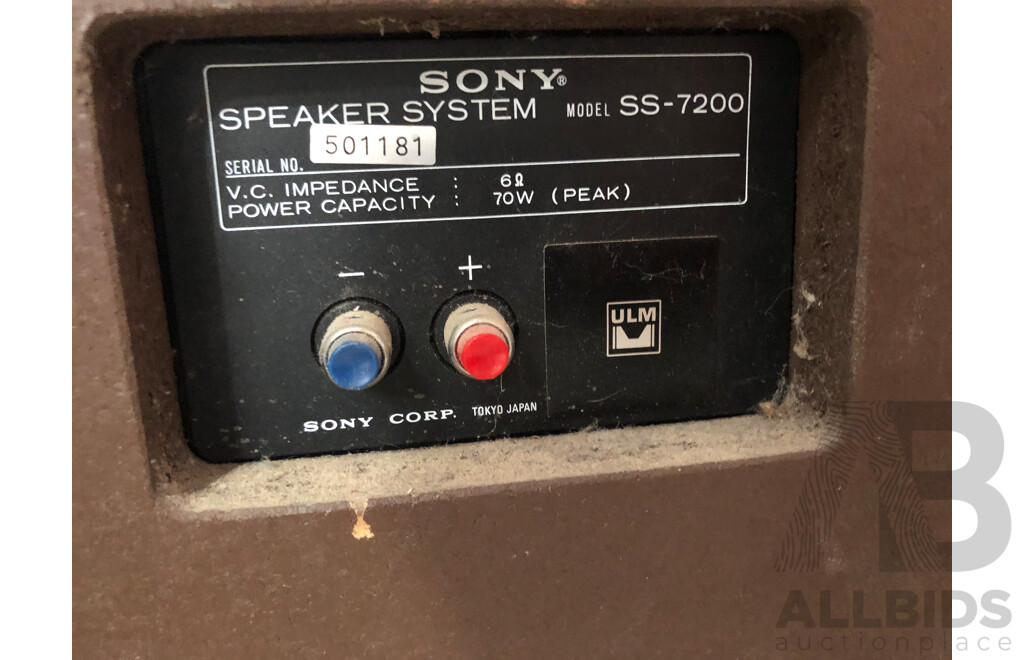 Pair of Sony SS-7200 Speakers - Lot 1527941 | ALLBIDS