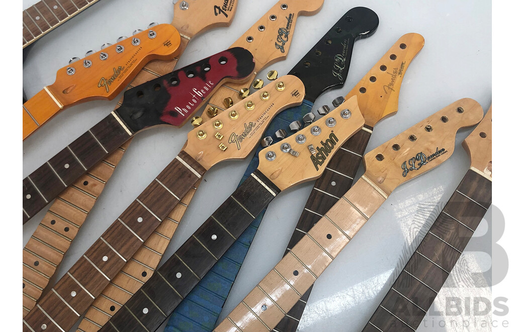 Collection of 11 Guitar Necks Including Fender, Ashton and J.L. Dauden