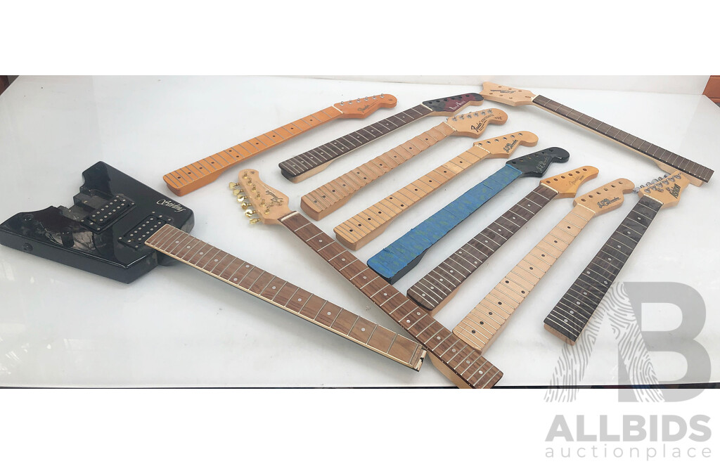 Collection of 11 Guitar Necks Including Fender, Ashton and J.L. Dauden