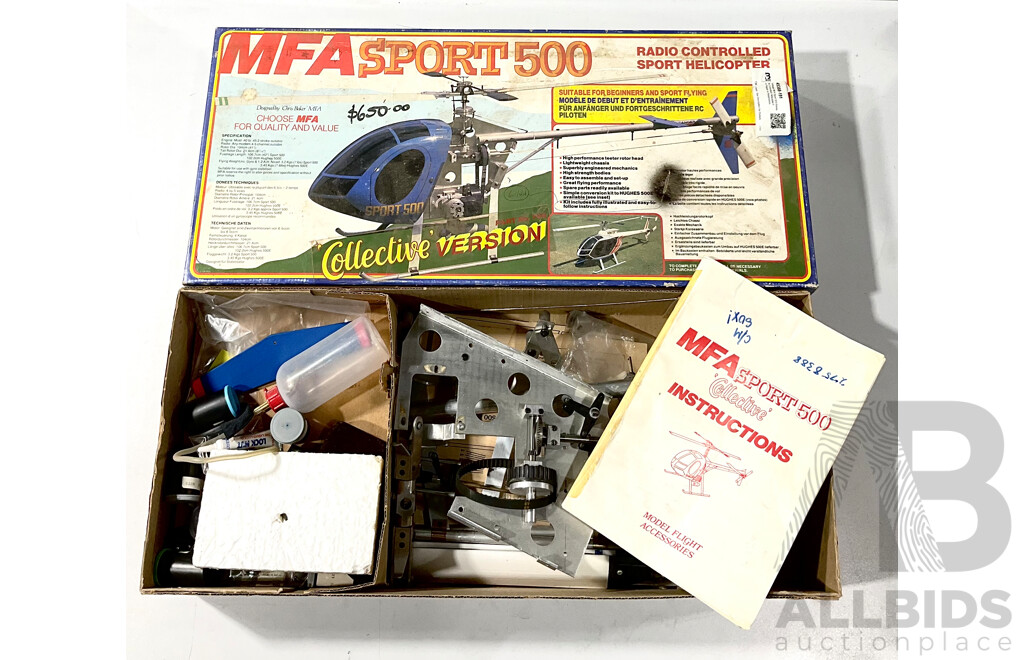 Vintage MFA Sport 500 Remote Controlled Helicopter for Repair or Restoration