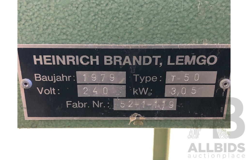 Vintage 240V Heinrich Brandt Lemgo T-50 Table Saw