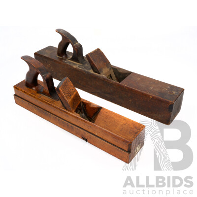 Antique Timber Carpenters Plane with Mathieson & Sons Blade and Block Plane with Sorby Blade