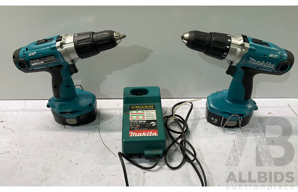 MAKITA (8444D) Chuck Drill 18v (X2) W/ Charger - Lot of 3 - Total ORP $564.99
