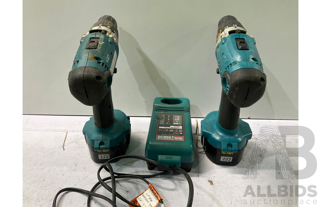 MAKITA (8444D) Chuck Drill 18v (X2) W/ Charger - Lot of 3 - Total ORP $564.99