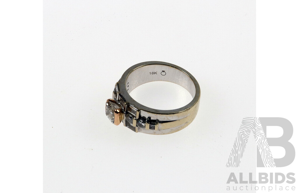 18ct White & Rose Gold Diamond Ring - Handmade with TDW 2.08CT, Size P, 11.50 Grams