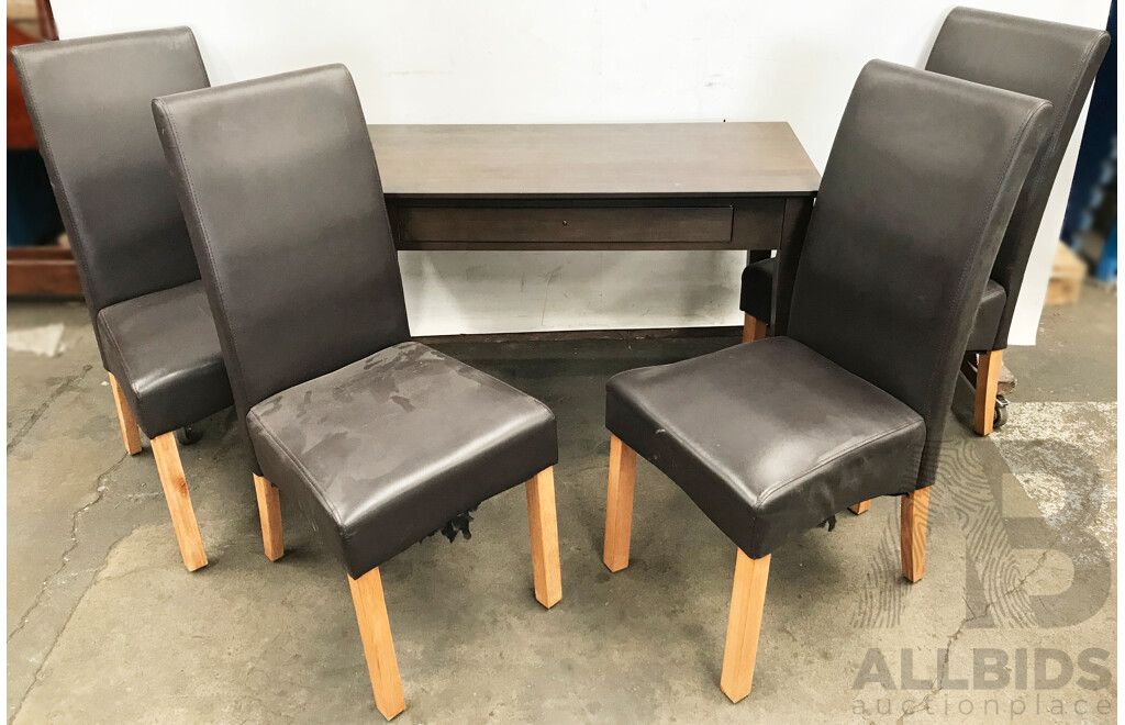 Occasional Table with Leather Chairs - Lot of 5