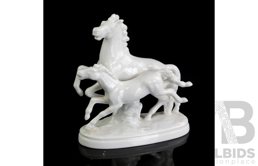 Vintage German Wallendorf Porcelain Horses Figurine