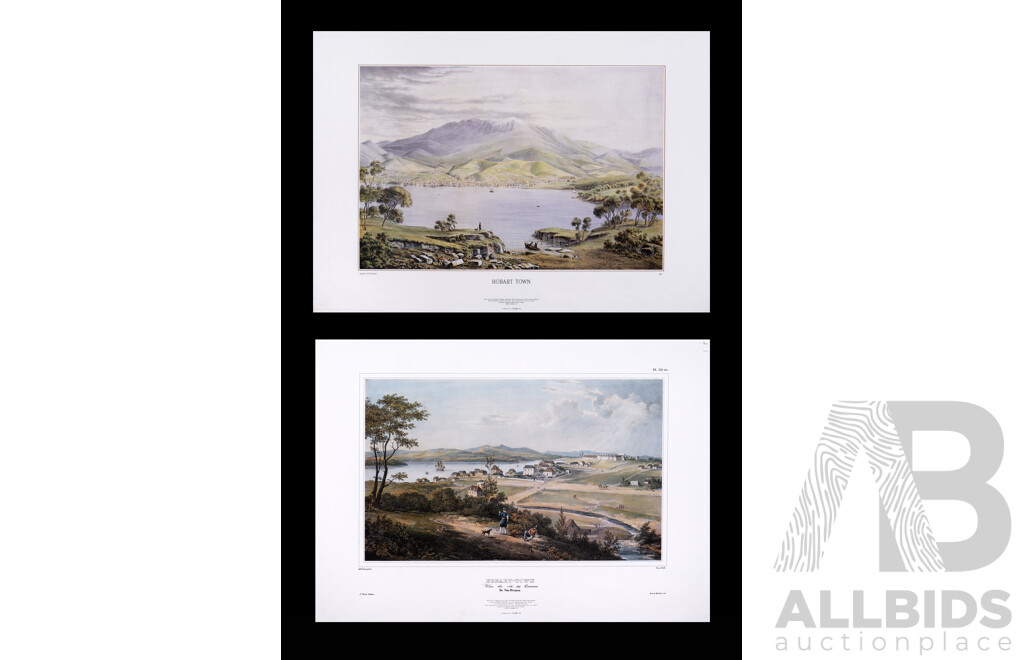Two Offset Prints, 'Hobert Town' by Eugene Von Guerard Together with Another (2)