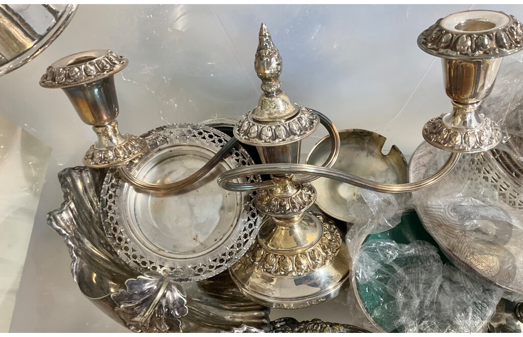 Collection Vintage and Other Silver PLate Including Strauchan Coasters and Salt & Pepper Cellers, Pair Spanish Pupo Goblets and More