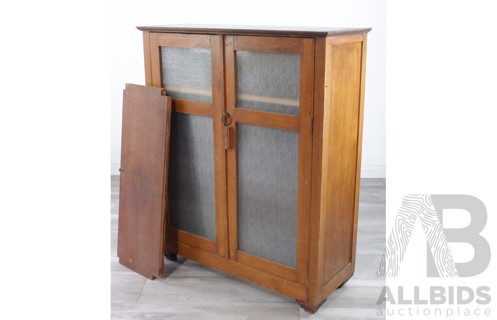 Art Deco Timber Cabinet with Textured Glass
