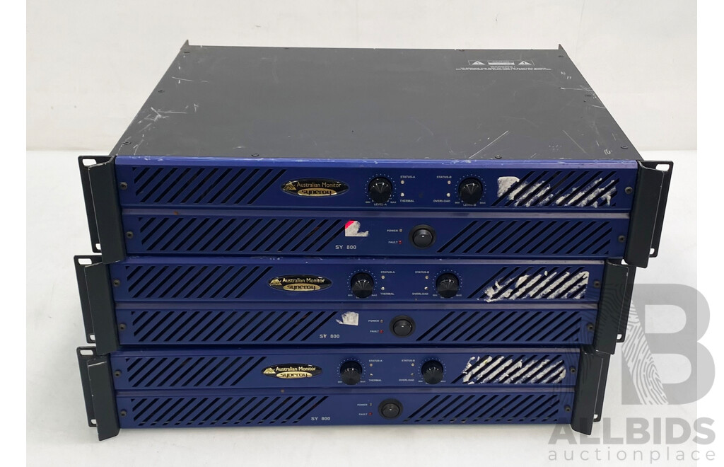 Australian Monitor (SY800V) Synergy Amplifier - Lot of Three
