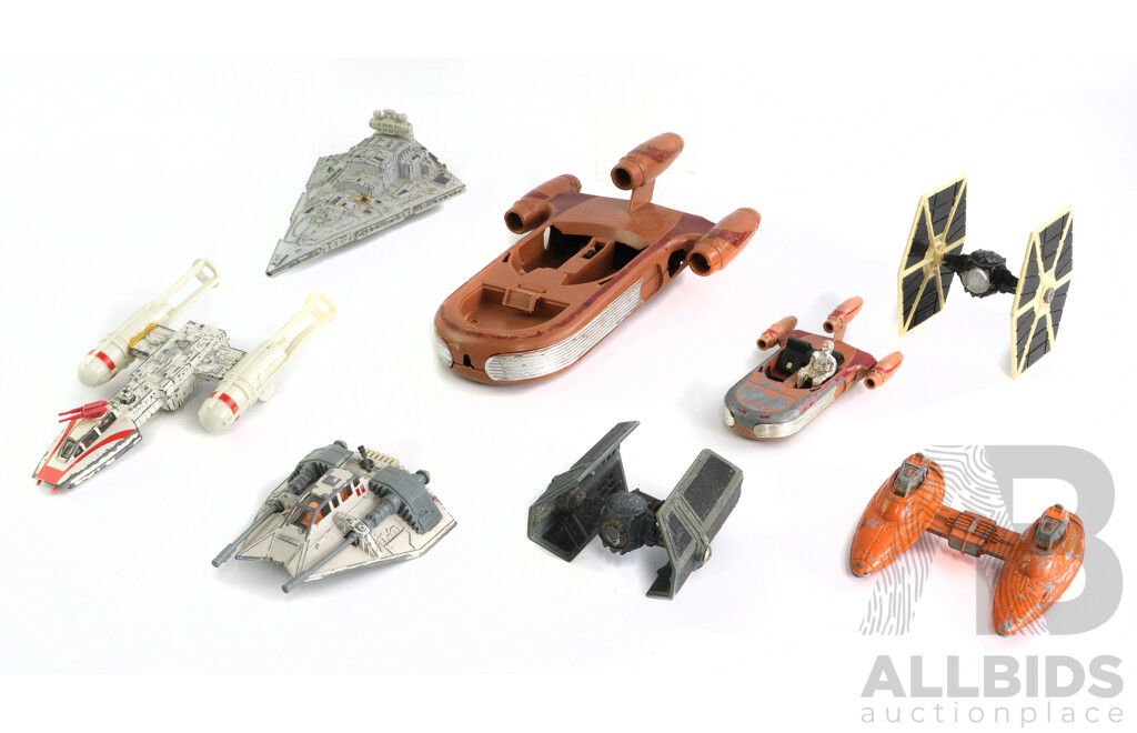 Vintage Die Cast and Plastic Star Wars Vehicles, Kenner, G.M.F.G.I and L.F.L Copyright 1979, 1978, 1980 (8)