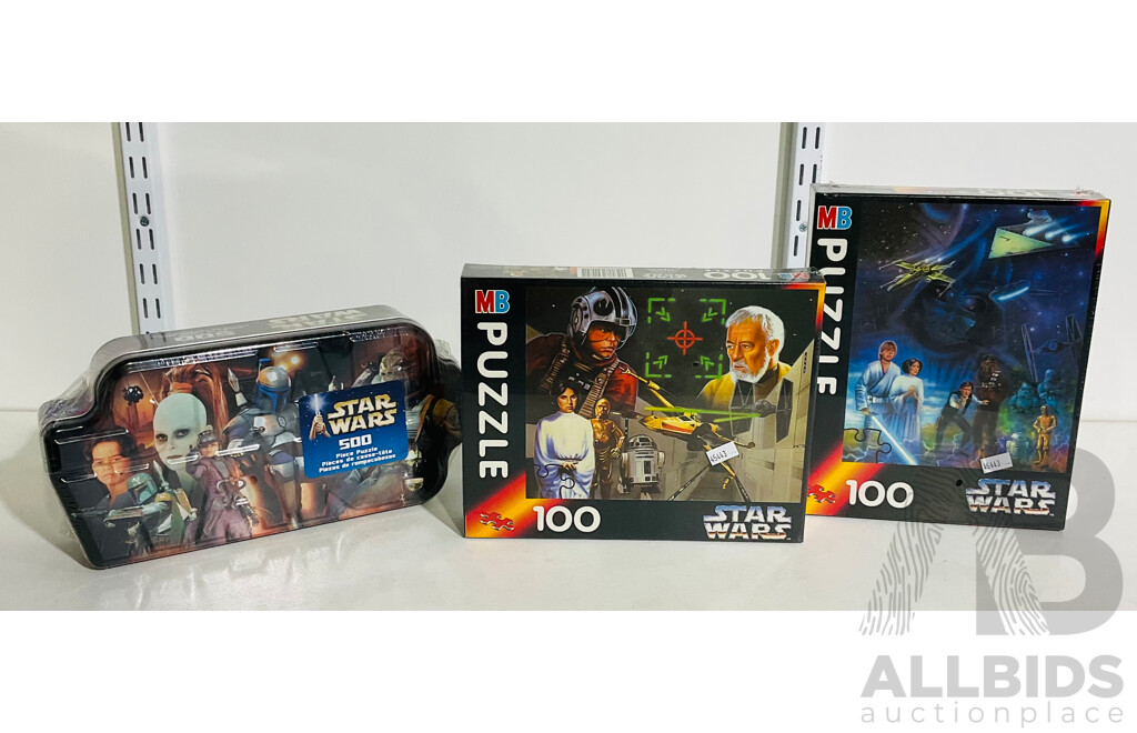 Trio of Vintage Star Wars Collectible Puzzles - Unopened and Still in Plastic Wrap
