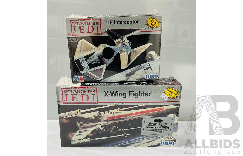 Vintage Duo of Star Wars Return of the Jedi Unopened Model Kits - TIE Interceptor and X-Wing Fighter